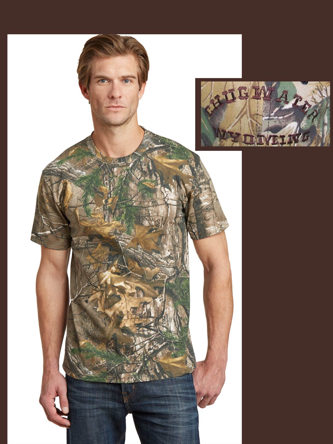 Embroidered short sleeve cotton camo t-shirt - Country Girls Embroidery