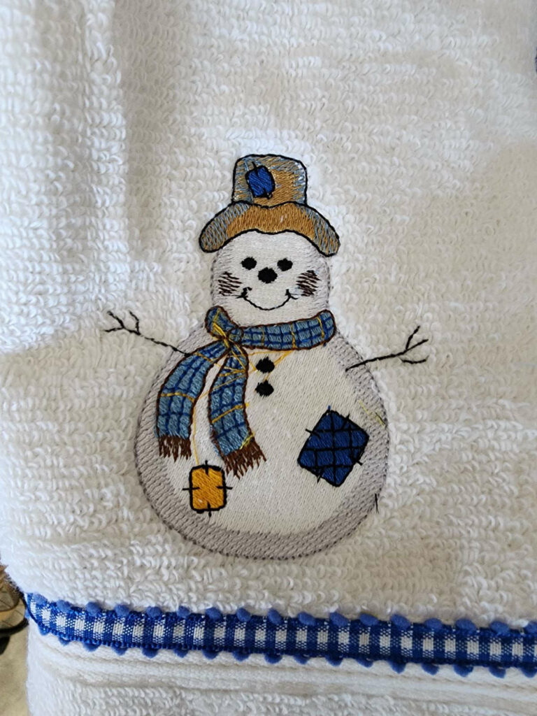 Snowman Hand Towel Blue Scarf